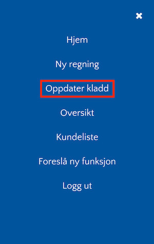 Skjermbilde av app - oppdatering av kladd