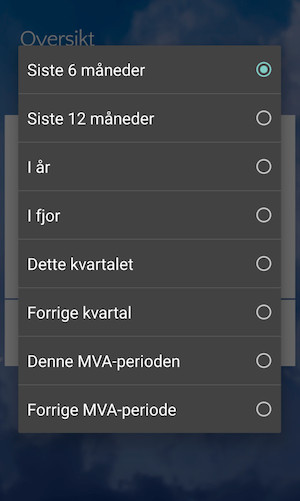 Skjermbilde av app oversikt