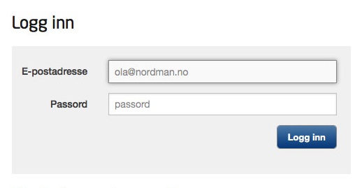 Skjermbilde av innlogging